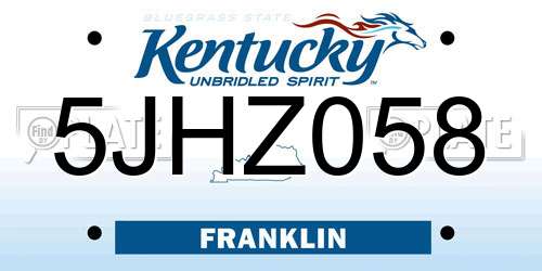 5JHZ058 Kentucky License Plate