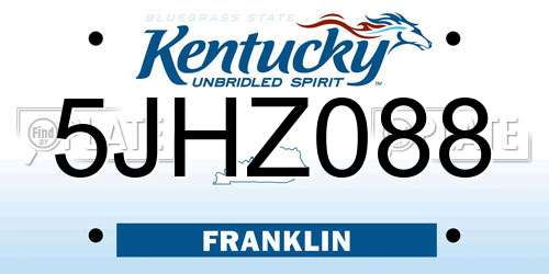 5JHZ088 Kentucky License Plate