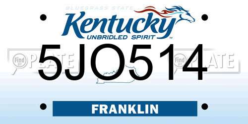 5JO514 Kentucky License Plate