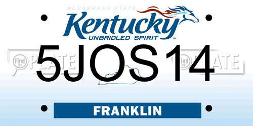 5JOS14 Kentucky License Plate
