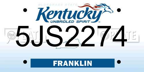 5JS2274 Kentucky License Plate