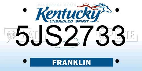 5JS2733 Kentucky License Plate