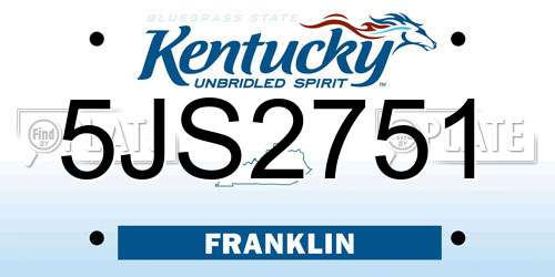 5JS2751 Kentucky License Plate