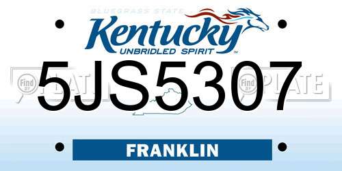 5JS5307 Kentucky License Plate