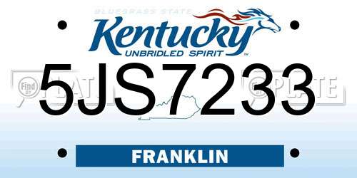 5JS7233 Kentucky License Plate