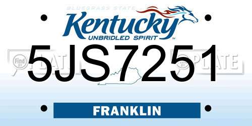 5JS7251 Kentucky License Plate