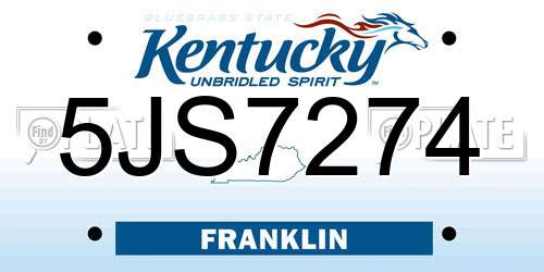 5JS7274 Kentucky License Plate