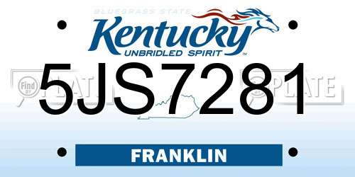 5JS7281 Kentucky License Plate