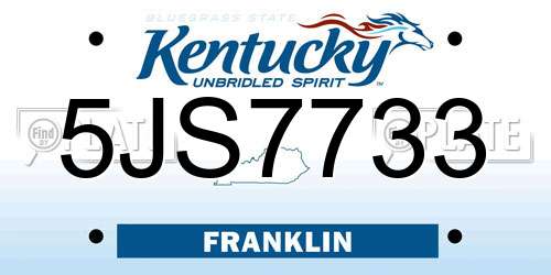 5JS7733 Kentucky License Plate