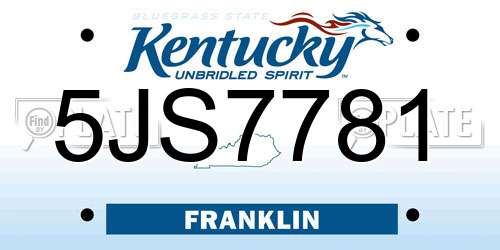 5JS7781 Kentucky License Plate