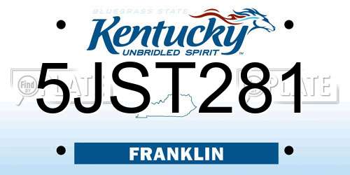 5JST281 Kentucky License Plate