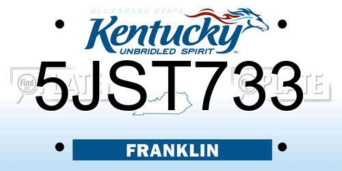 5JST733 Kentucky License Plate