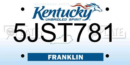 5JST781 Kentucky License Plate