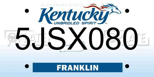 5JSX080 Kentucky License Plate