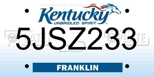 5JSZ233 Kentucky License Plate