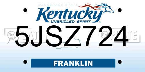 5JSZ724 Kentucky License Plate
