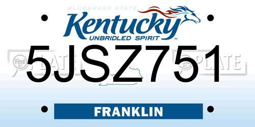 5JSZ751 Kentucky License Plate