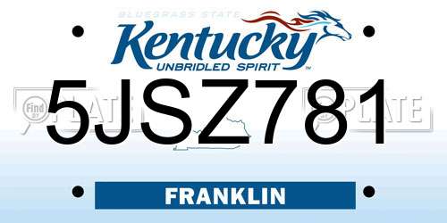 5JSZ781 Kentucky License Plate
