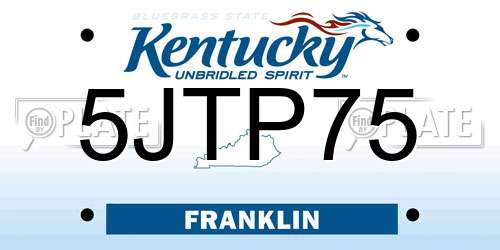 5JTP75 Kentucky License Plate