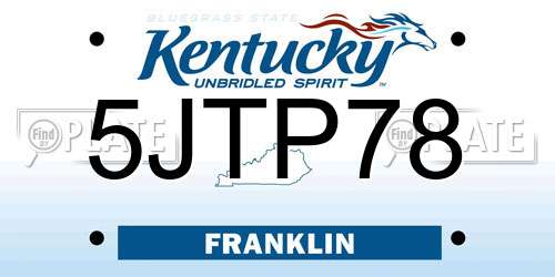 5JTP78 Kentucky License Plate