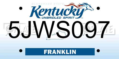 5JWS097 Kentucky License Plate