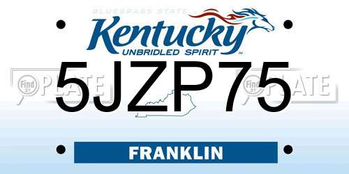 5JZP75 Kentucky License Plate
