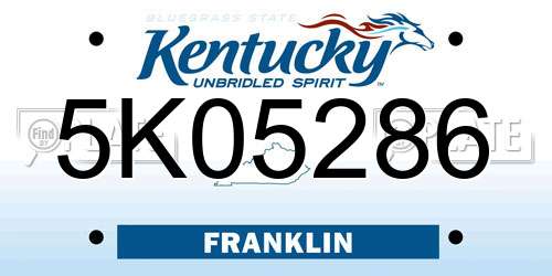 5K05286 Kentucky License Plate