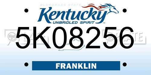 5K08256 Kentucky License Plate
