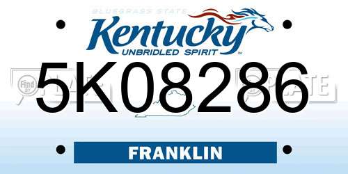 5K08286 Kentucky License Plate