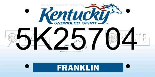 5K25704 Kentucky License Plate