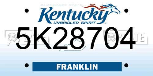 5K28704 Kentucky License Plate