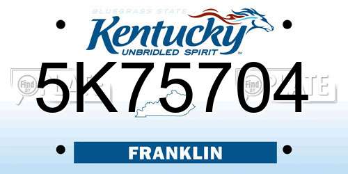 5K75704 Kentucky License Plate