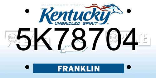 5K78704 Kentucky License Plate