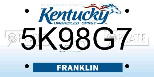 5K98G7 Kentucky License Plate