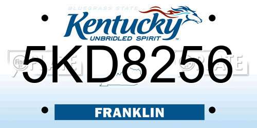 5KD8256 Kentucky License Plate