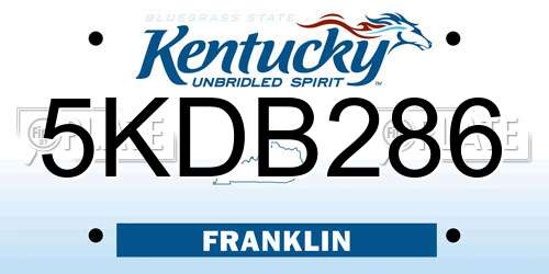 5KDB286 Kentucky License Plate