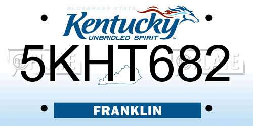 5KHT682 Kentucky License Plate