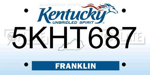 5KHT687 Kentucky License Plate