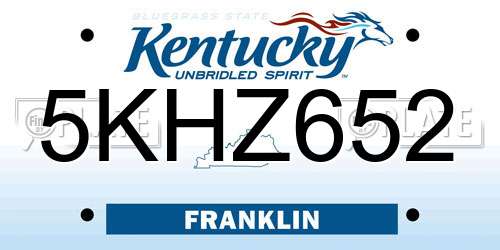 5KHZ652 Kentucky License Plate