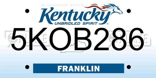 5KOB286 Kentucky License Plate