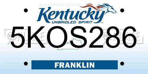 5KOS286 Kentucky License Plate