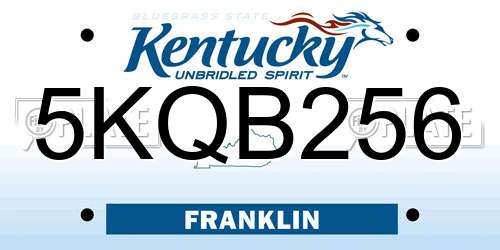 5KQB256 Kentucky License Plate