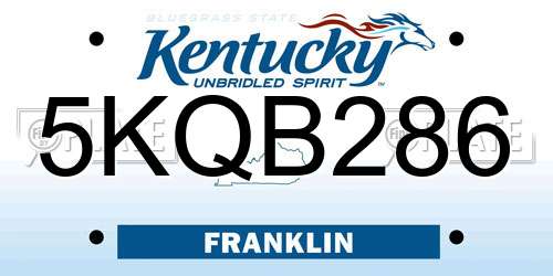 5KQB286 Kentucky License Plate