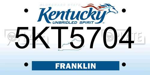 5KT5704 Kentucky License Plate