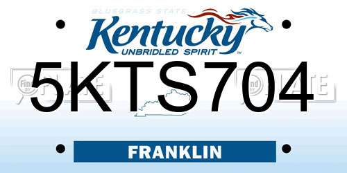 5KTS704 Kentucky License Plate
