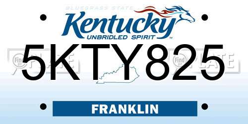 5KTY825 Kentucky License Plate