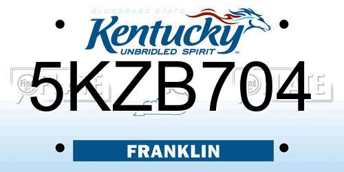 5KZB704 Kentucky License Plate