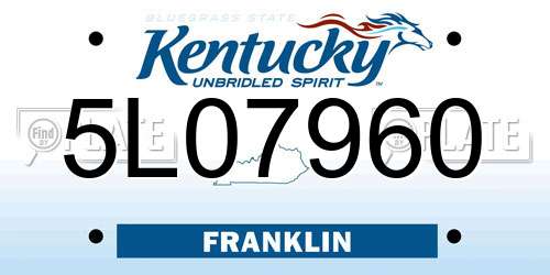 5L07960 Kentucky License Plate