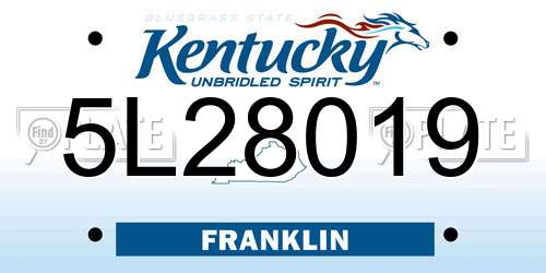 5L28019 Kentucky License Plate
