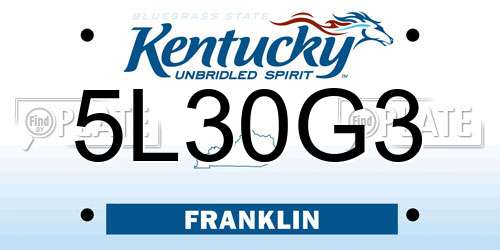 5L30G3 Kentucky License Plate